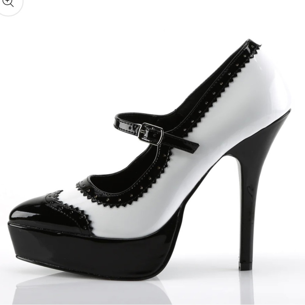 Devious Black & Whit Platform Heels (never worn) - Picture 3 of 7
